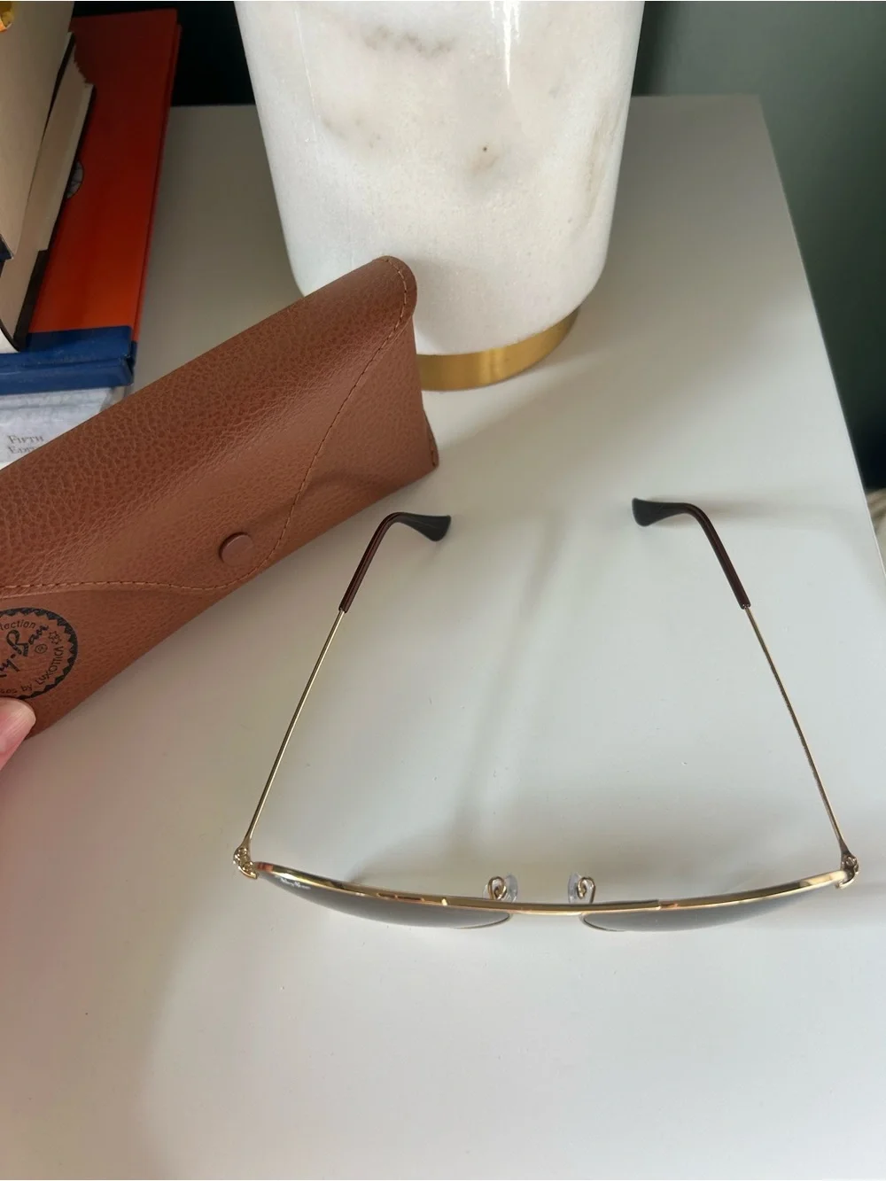 Ray-Ban Aviator Sunglasses — Gold Frame with Green Lenses